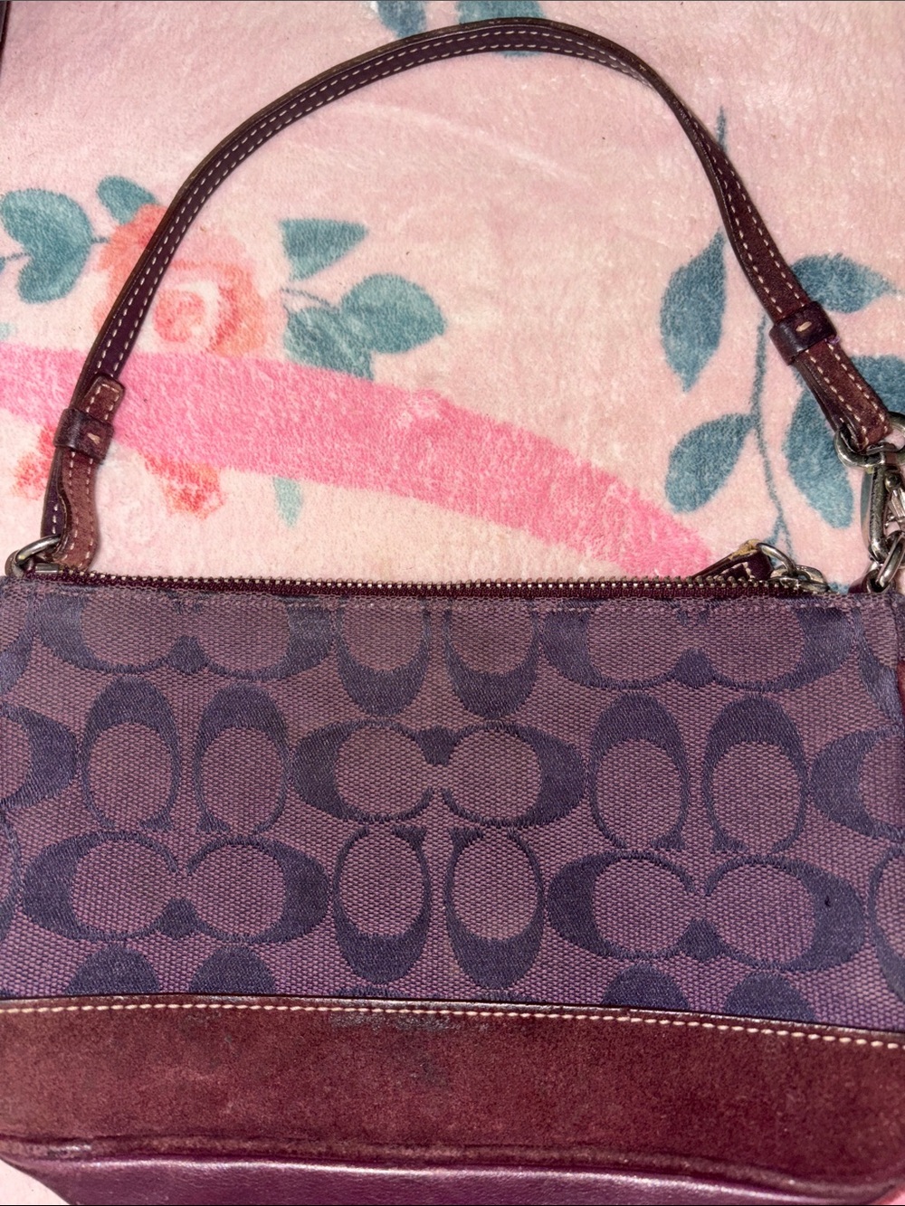 Coach Purple and Brown Signature Shoulder Bag - Picture 4 of 8